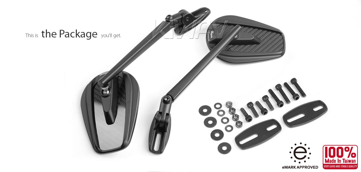 Carbon fiber motorcycle mirrors Mamba black fairing mount rearview mirrors for sportbikes