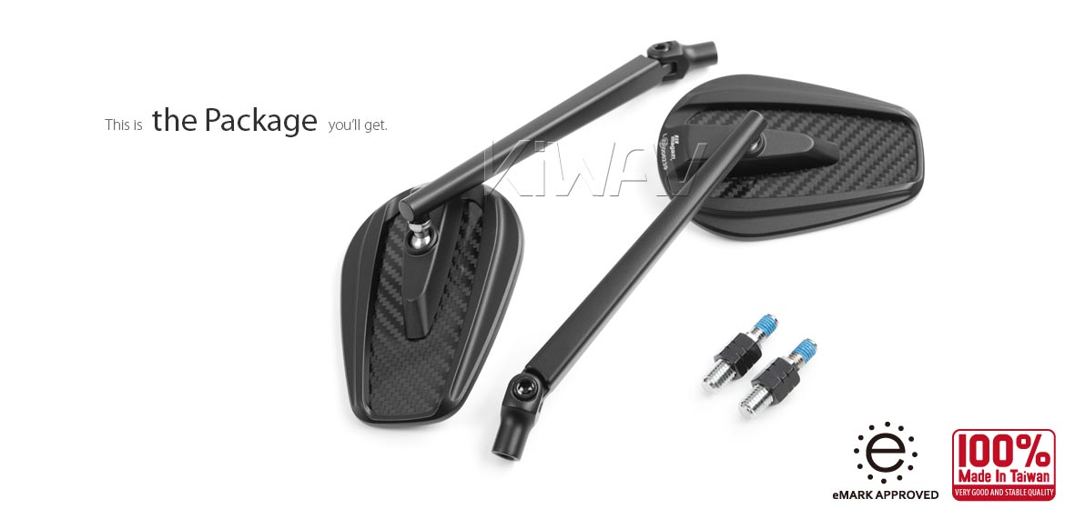 Thinnest motorcycle mirrors KiWAV motorcycle mirrors Mamba black compatible for most BMW