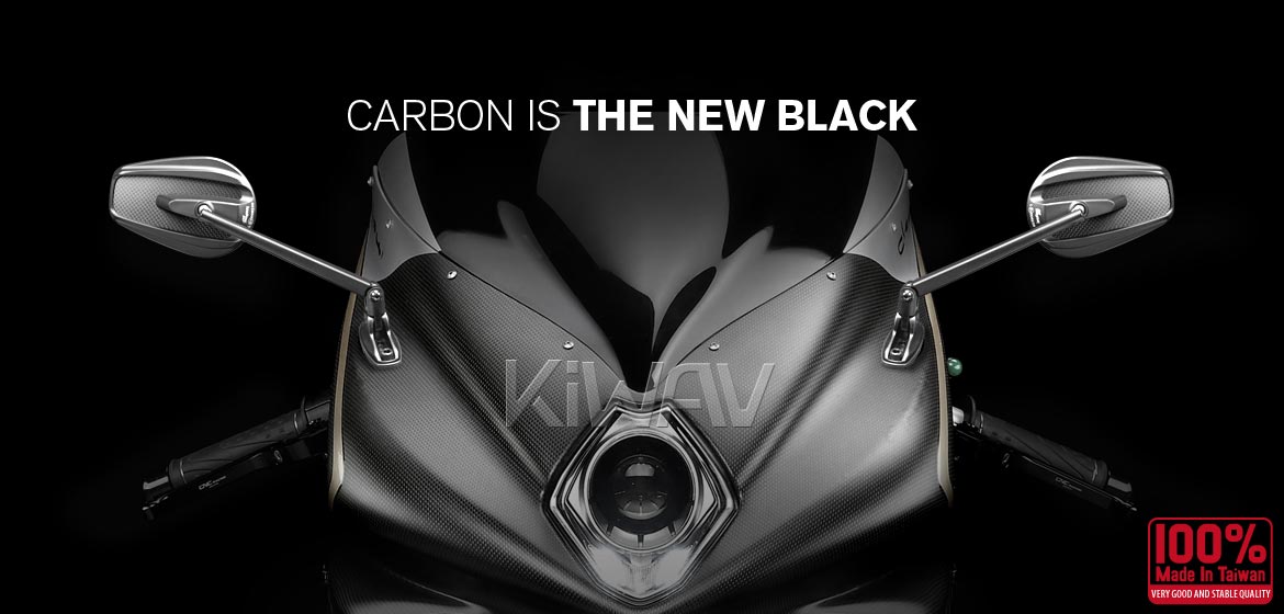 True carbon fiber mirrors KiWAV motorcycle mirrors Mamba black fairing mount rearview mirrors for sportbikes