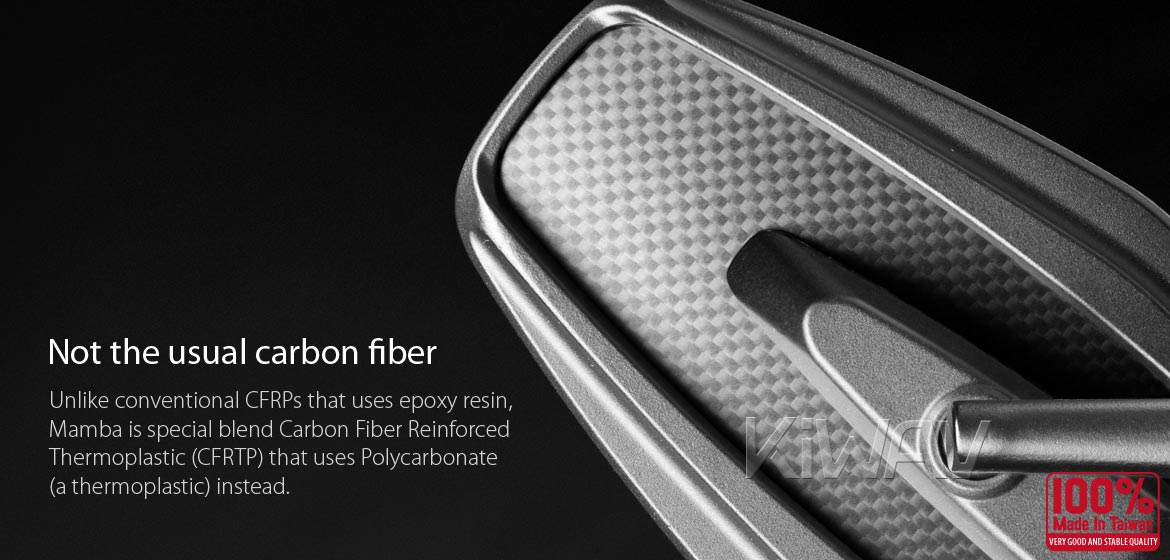 True carbon fiber mirrors KiWAV motorcycle mirrors Mamba black fairing mount rearview mirrors for sportbikes