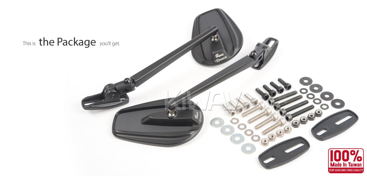True carbon fiber KiWAV motorcycle mirrors Mamba black fairing mount rearview mirrors compatible for Ducati Panigale