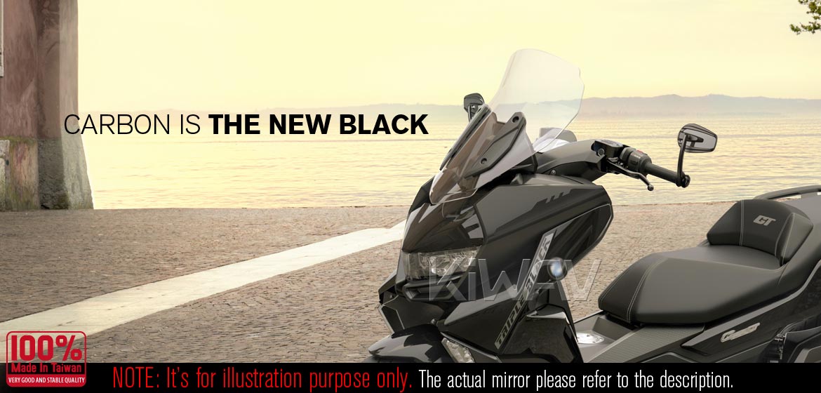 KiWAV bar end mirrors Mamba glossy carbon fiber compatible with BMW M8 threaded handlebar