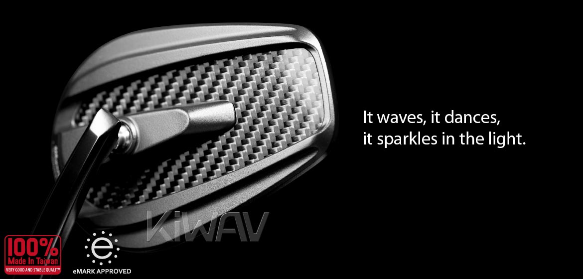KiWAV heavy weight mirrors Mamba glossy carbon compatible for Yamaha M16 threaded handlebars motorcycles