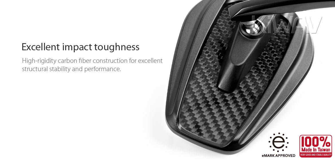 KiWAV heavy weight mirrors Mamba glossy carbon compatible for Yamaha M16 threaded handlebars motorcycles