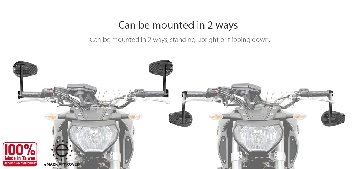 KiWAV heavy weight mirrors Mamba glossy carbon compatible for Yamaha M16 threaded handlebars motorcycles