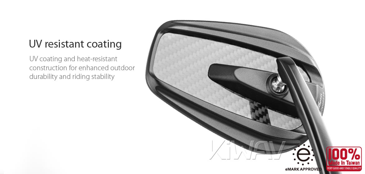 KiWAV heavy weight mirrors Mamba glossy carbon compatible for Yamaha M16 threaded handlebars motorcycles