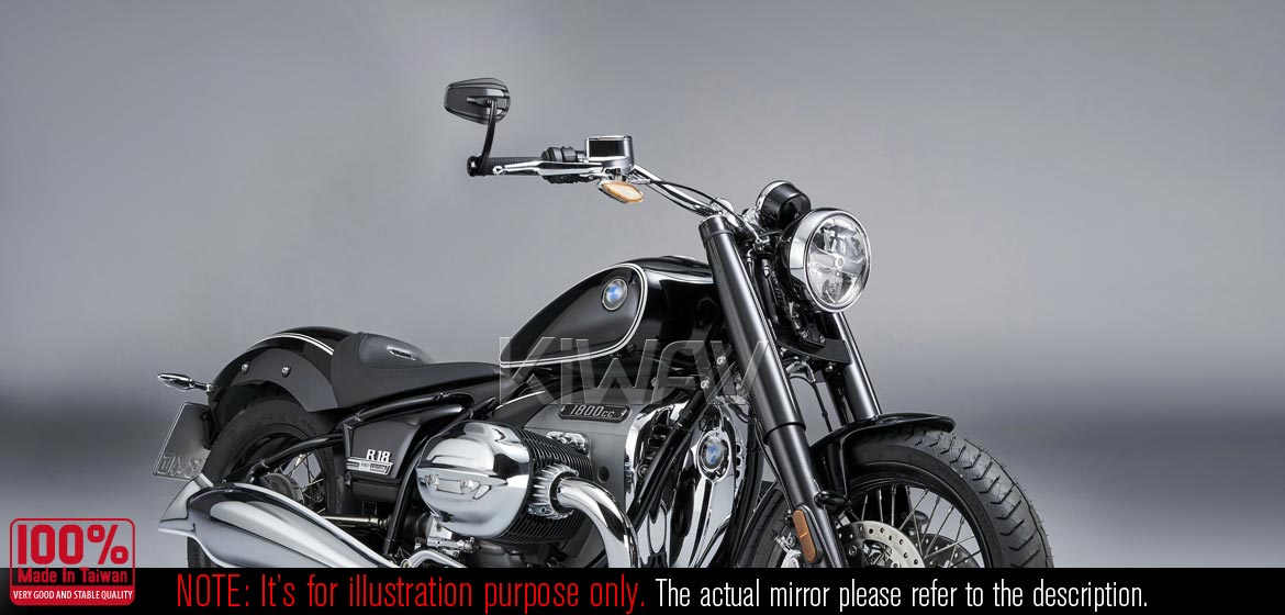 KiWAV bar end mirrors Mamba glossy carbon fiber compatible for BMW motorcycles