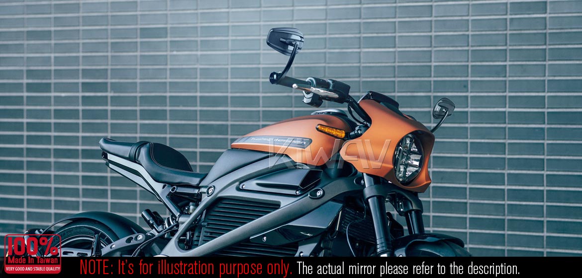 KiWAV glossy carbon fiber bar end mirrors Mamba compatible for Harley Sportster Dyna Softail XG street motorcycles