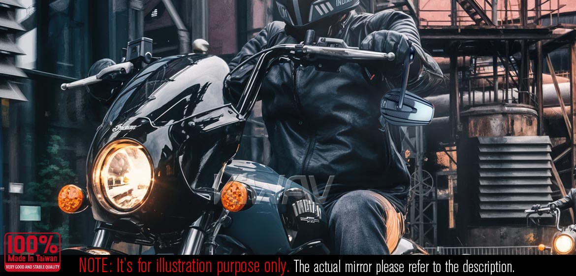 KiWAV bar end mirrors Mamba glossy carbon fiber compatible for specific Indian models motorcycles