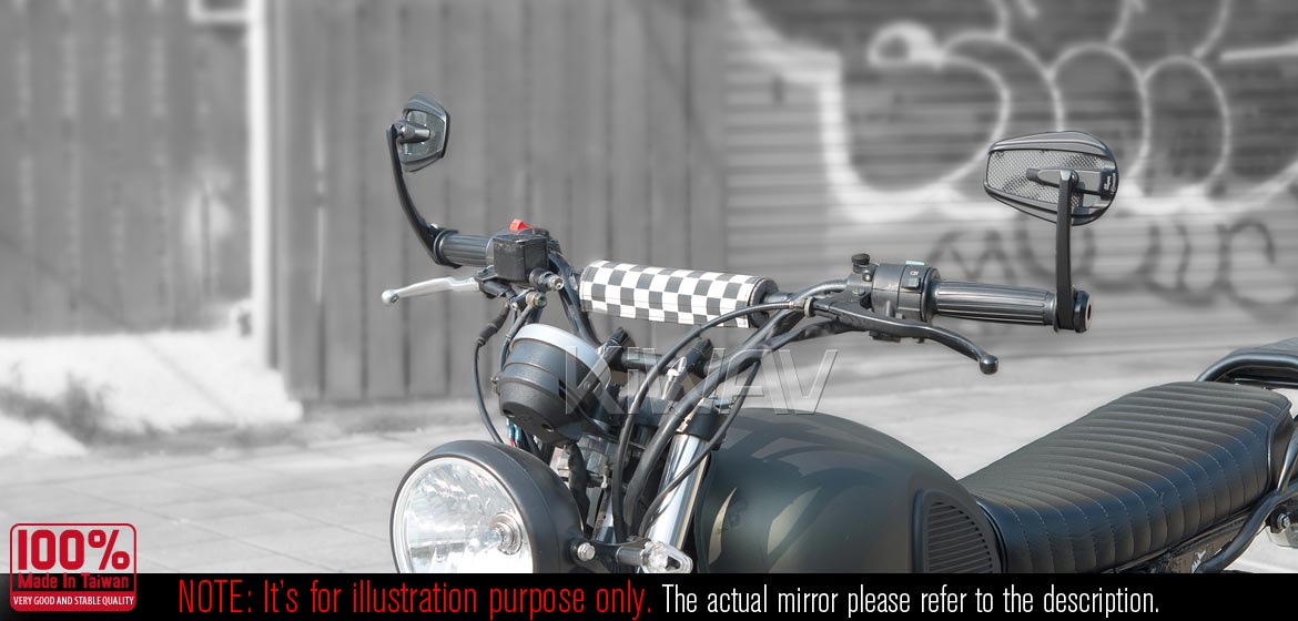 KiWAV heavy weight mirrors Mamba glossy carbon compatible for Yamaha M16 threaded handlebars motorcycles