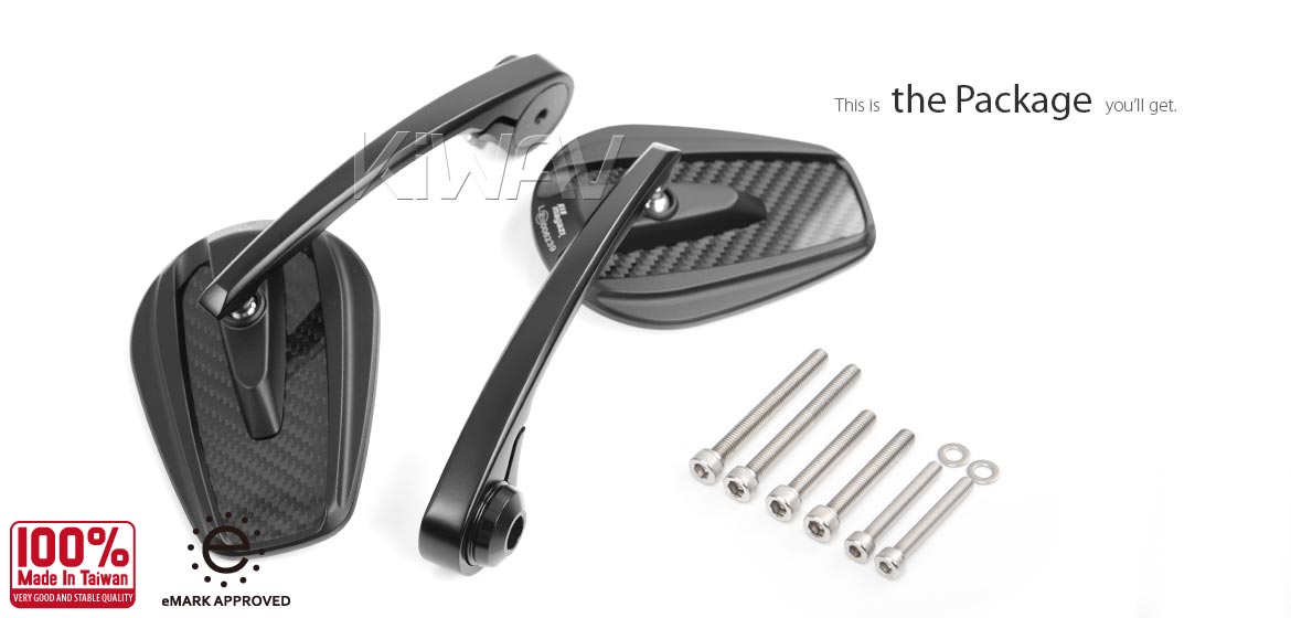 KiWAV bar end mirrors Mamba glossy carbon compatible for Triumph air-cooled motorcycles