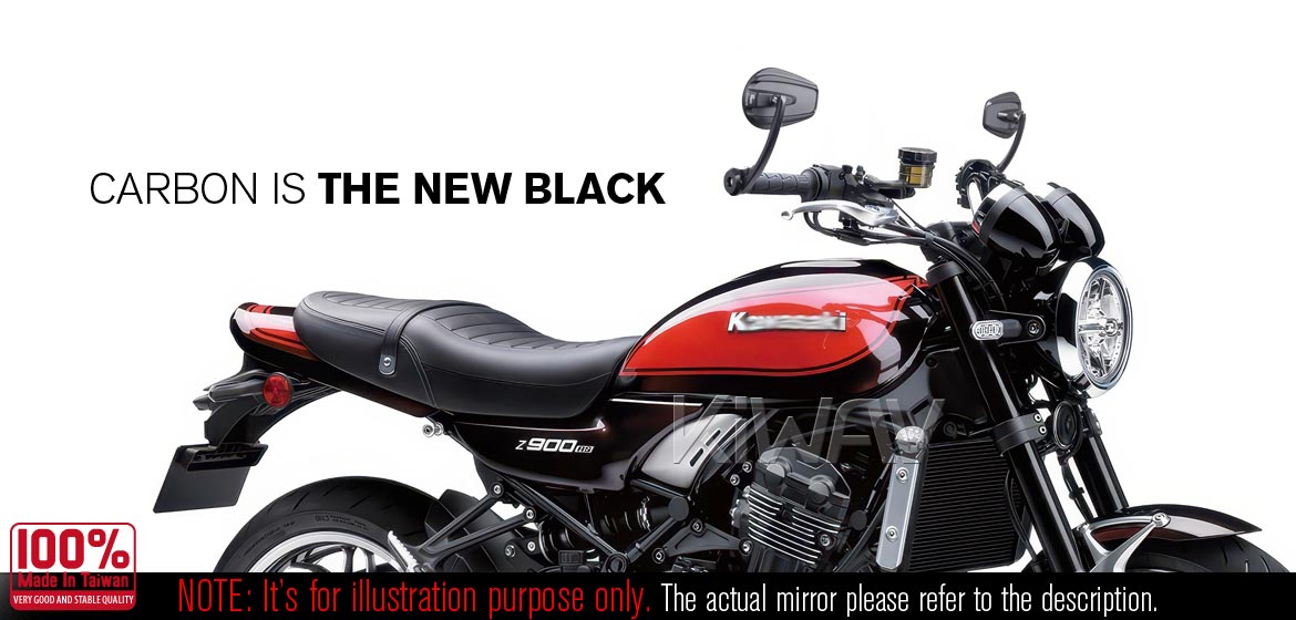 KiWAV bar end mirrors Mamba matte carbon fiber for M8 mirror threaded handlebars motorcycles