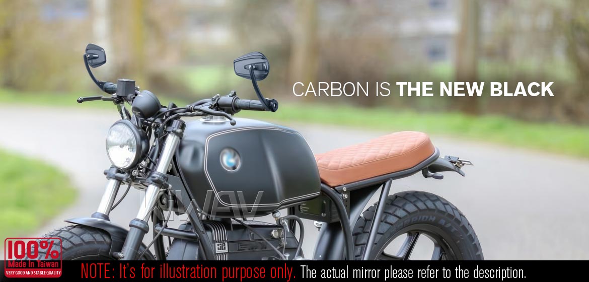 KiWAV bar end mirrors Mamba matte carbon fiber compatible for BMW motorcycles