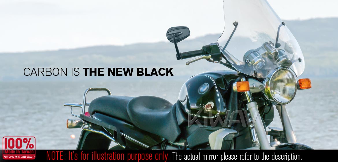 KiWAV bar end mirrors Mamba matte carbon fiber compatible with BMW M8 threaded handlebar