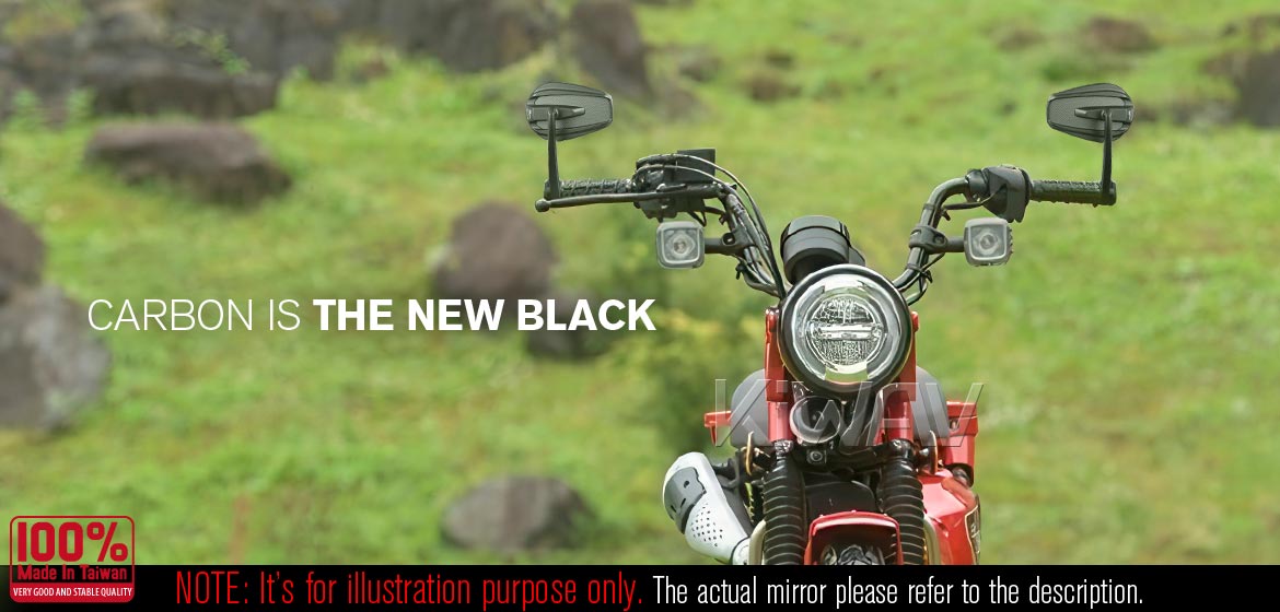 KiWAV bar end mirrors Mamba matte carbon fiber compatible for Honda specific mini motorcycles