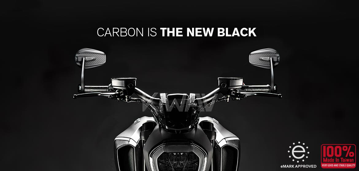 KiWAV bar end mirrors Mamba matte carbon compatible for Triumph air-cooled motorcycles