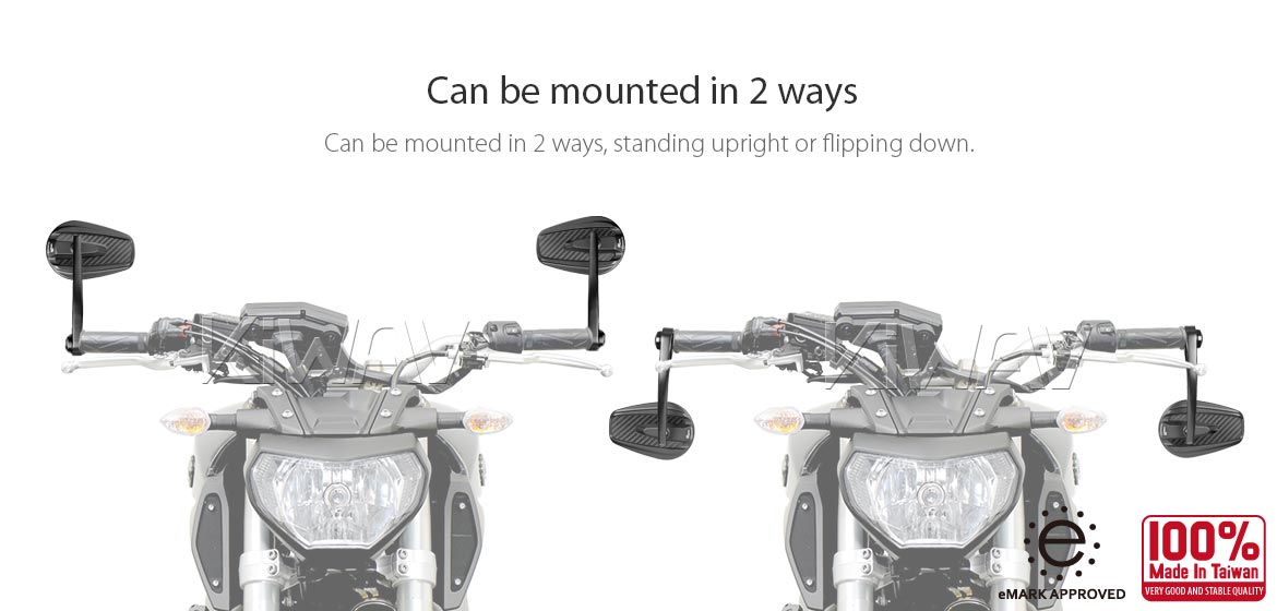 KiWAV bar end mirrors Mamba matte carbon compatible for Triumph air-cooled motorcycles