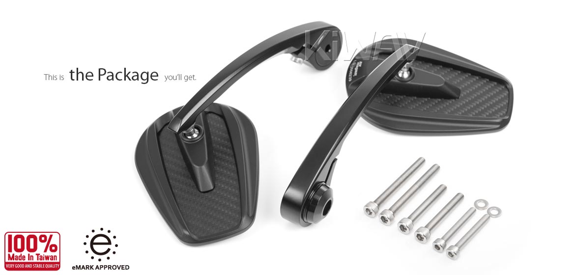 KiWAV bar end mirrors Mamba matte carbon compatible for Triumph air-cooled motorcycles
