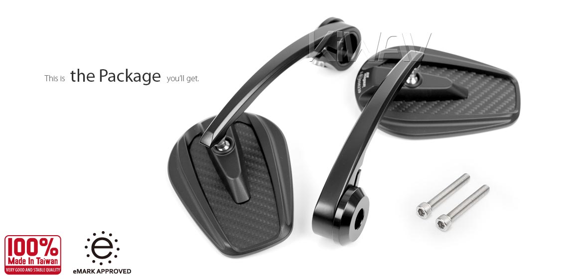 KiWAV heavy weight mirrors Mamba matte carbon fiber for M6 mirror threaded handlebars motorcycles