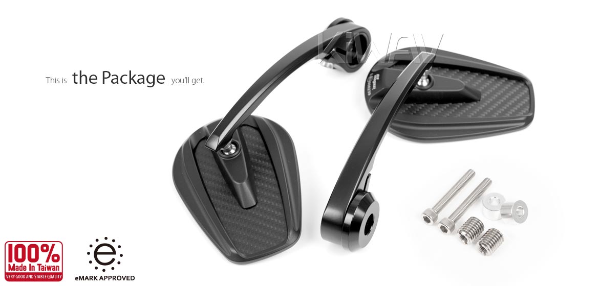 KiWAV bar end mirrors Mamba matte carbon fiber compatible for BMW motorcycles