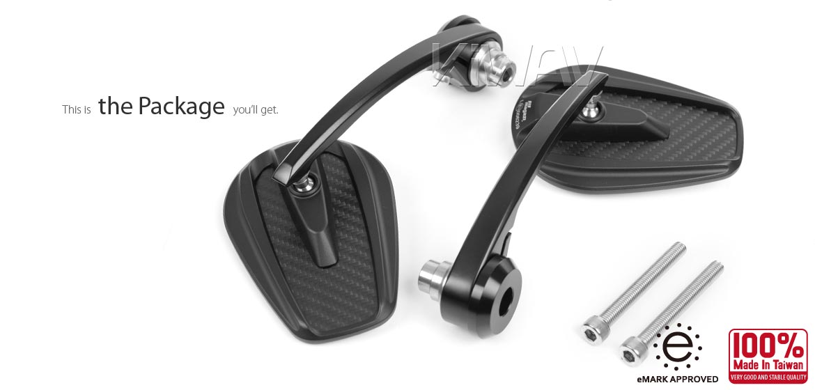 KiWAV matte carbon fiber bar end mirrors Mamba compatible for Indian Scout Bobber motorcycles