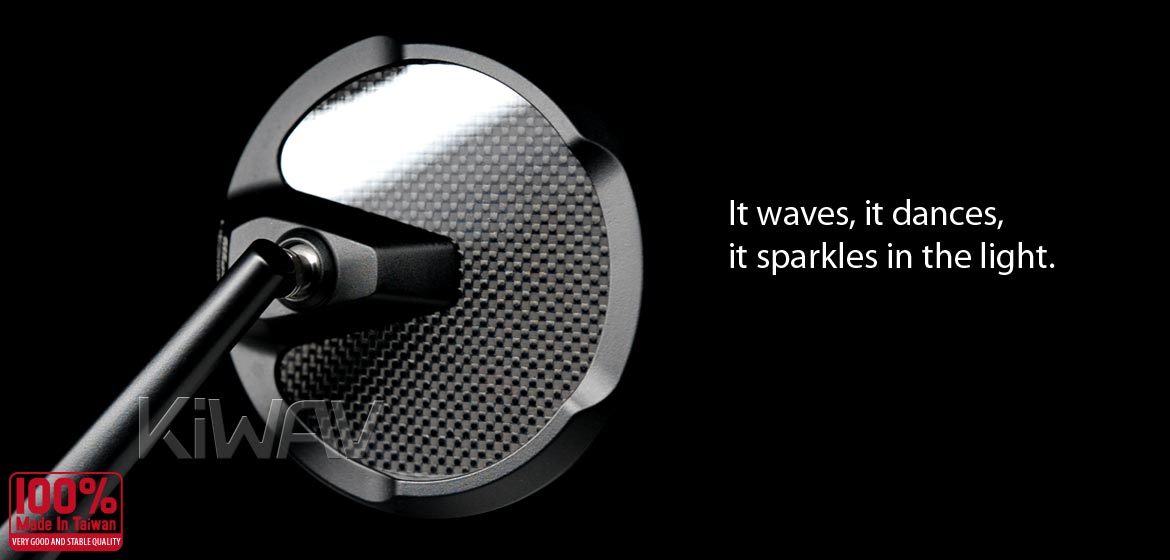 True carbon fiber mirrors KiWAV motorcycle mirrors Mamba Round black universal fit for 8mm mirror thread