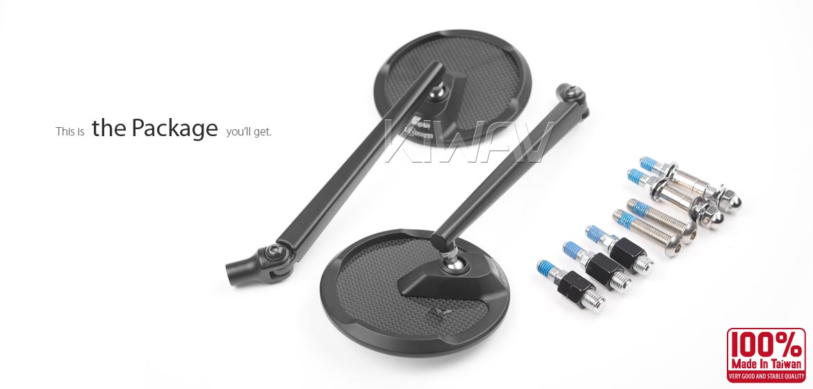 True carbon fiber mirrors VAWiK motorcycle mirrors Mamba Round black universal fit for 10mm mirror thread and Harley Davidson