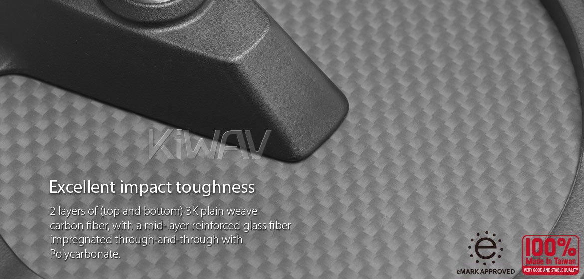 True carbon fiber KiWAV motorcycle mirrors Mamba Round black universal fit for 10mm mirror thread and Harley Davidson