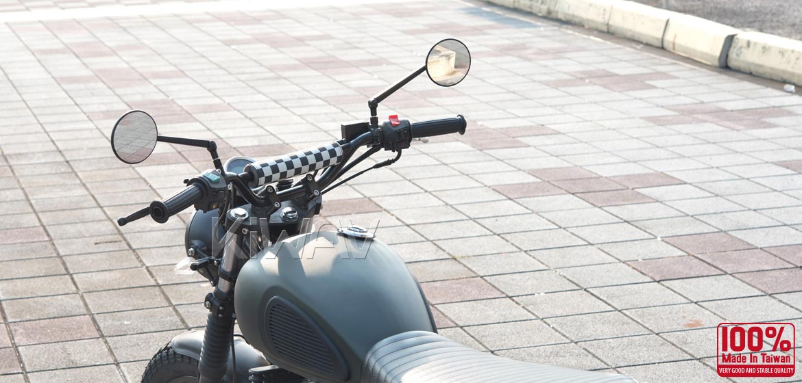 True carbon fiber KiWAV motorcycle mirrors Mamba Round black universal fit for 10mm mirror thread and Harley Davidson