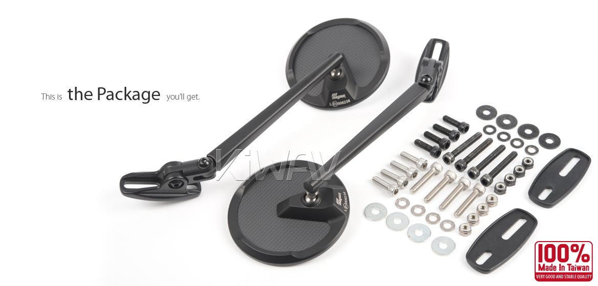 True carbon fiber KiWAV motorcycle mirrors Mamba Round black fairing mount rearview mirrors compatible for Ducati Panigale