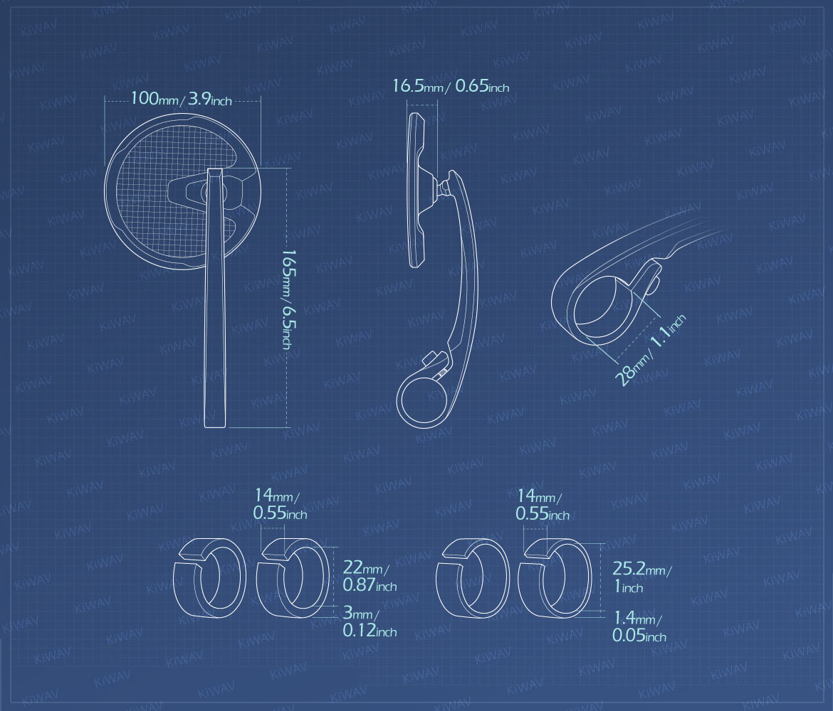 Measurement of KiWAV bar end mirrors Mamba Round carbon for 22/25mm handlebar
