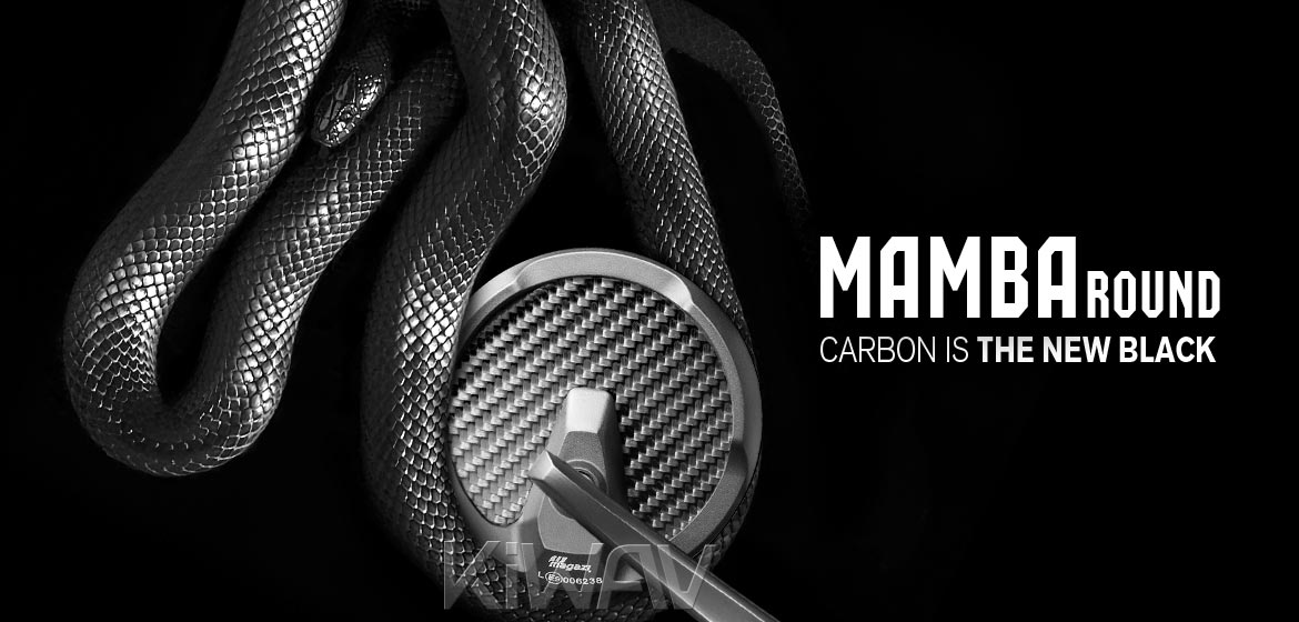 KiWAV glossy carbon fiber bar end mirrors Mamba Round compatible for BMW motorcycles