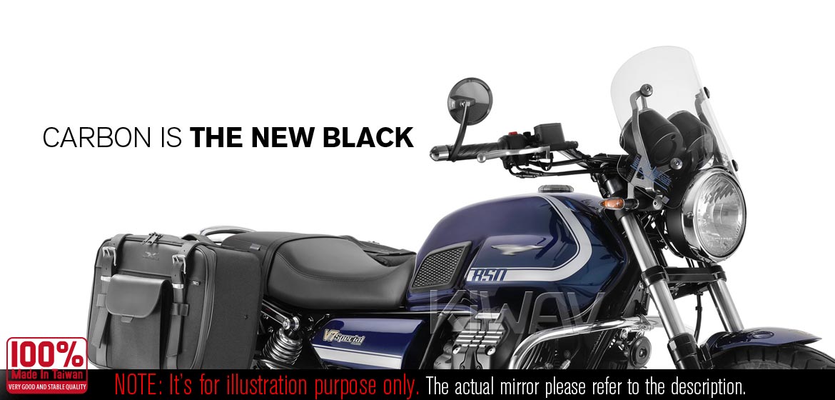 KiWAV bar end mirrors Mamba Round glossy carbon fiber for 22/25mm handlebar