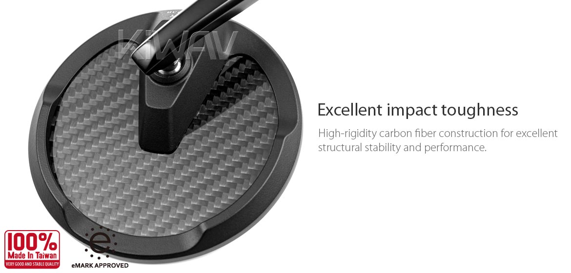 KiWAV glossy carbon fiber bar end mirrors Mamba Round compatible for BMW motorcycles