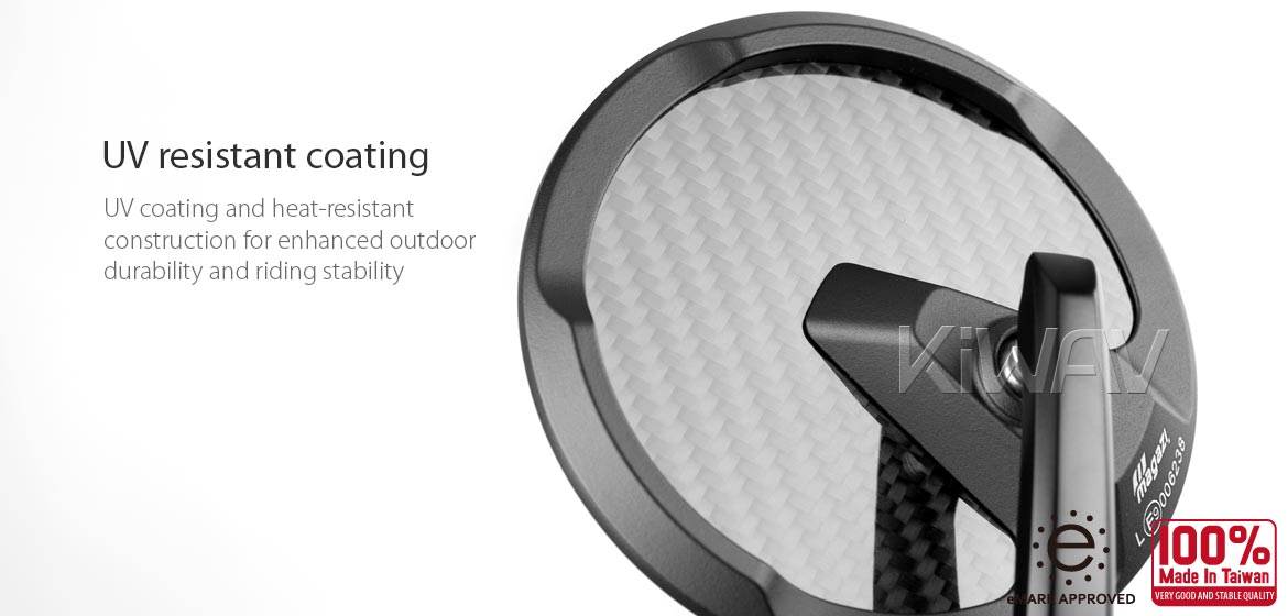KiWAV glossy carbon fiber bar end mirrors Mamba Round compatible for BMW motorcycles