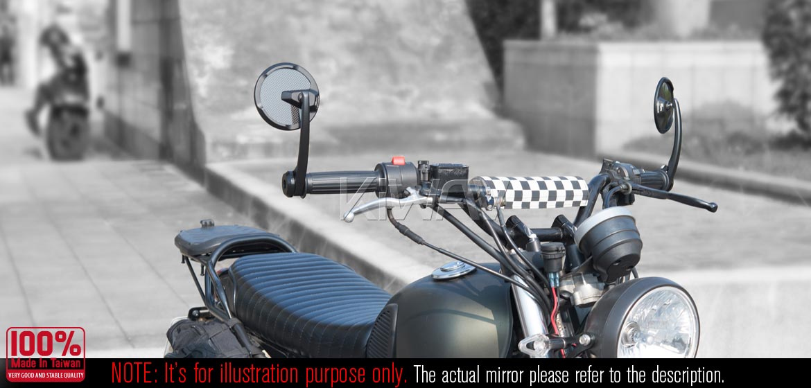 KiWAV glossy carbon fiber bar end mirrors Mamba Round compatible for BMW motorcycles