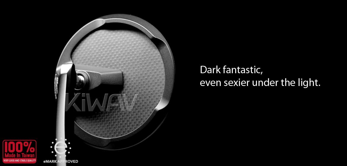 KiWAV heavy weight mirrors Mamba Round matte carbon for M6 mirror threaded handlebars motorcycles
