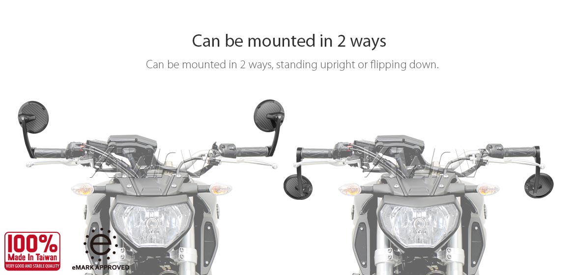 KiWAV bar end mirrors Mamba Round matte carbon fiber for 22/25mm handlebar