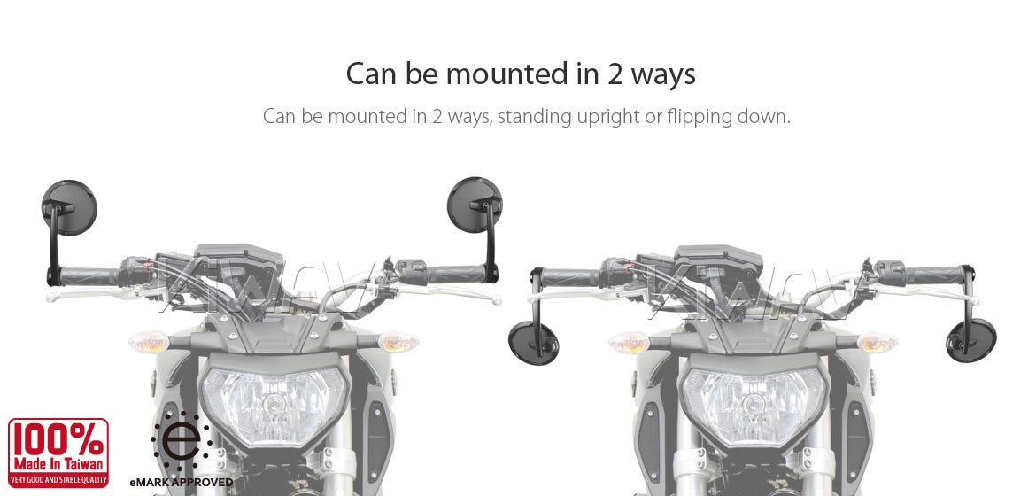 KiWAV heavy weight mirrors Mamba Round matte carbon for M6 mirror threaded handlebars motorcycles