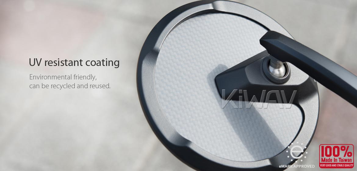 KiWAV heavy weight mirrors Mamba Round matte carbon for M6 mirror threaded handlebars motorcycles