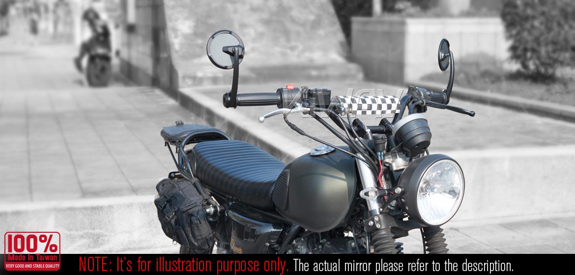 KiWAV heavy weight mirrors Mamba Round matte carbon for M6 mirror threaded handlebars motorcycles