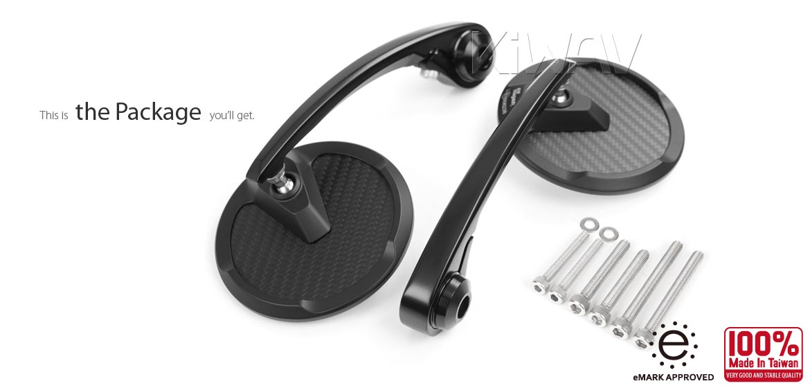 KiWAV bar end mirrors Mamba Round matte carbon compatible for Triumph air-cooled motorcycles