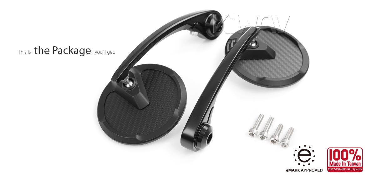 KiWAV bar end mirrors Mamba Round matte carbon fiber compatible for Triumph water-cooled motorcycles