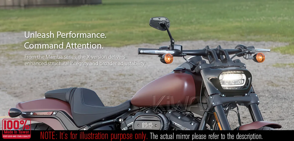 KiWAV motorcycle real carbon fiber mirror MambaX a piece compatible with most Harley Davidson, BMW R18