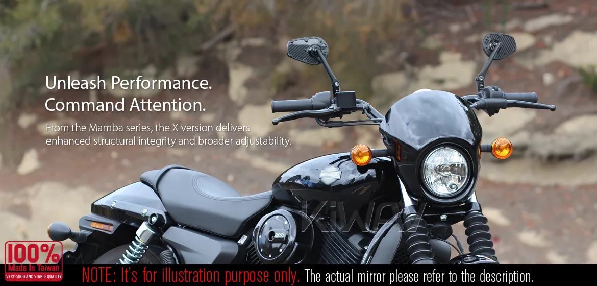 KiWAV motorcycle real carbon fiber mirror MambaX a pair compatible with Harley Davidson Street 500/750