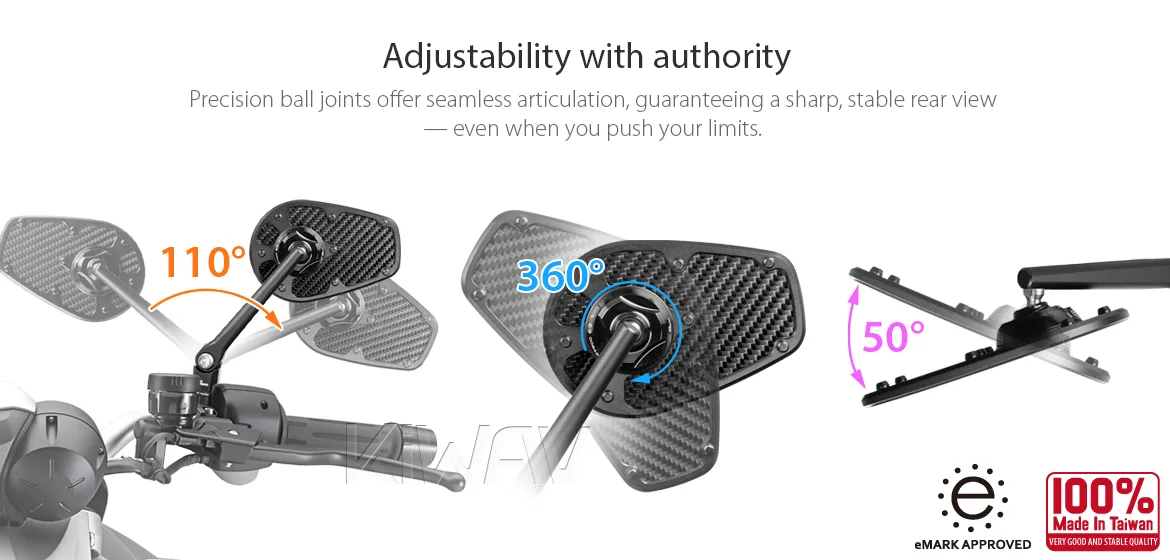KiWAV motorcycle real carbon fiber mirror MambaX a pair compatible with most BMW