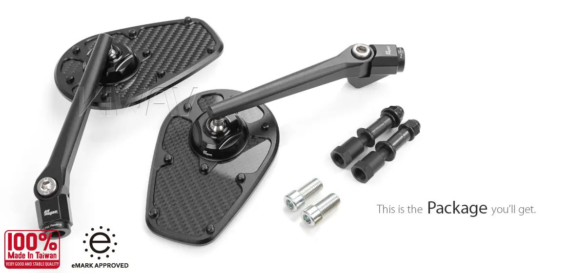 KiWAV motorcycle real carbon fiber mirror MambaX a pair compatible with most Harley Davidson, BMW R18
