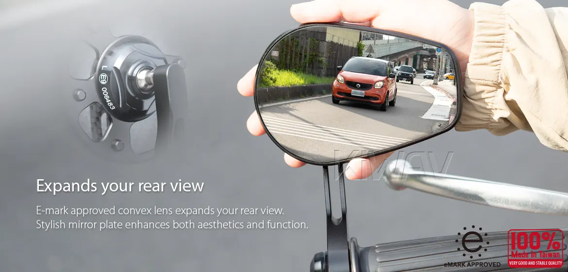 KiWAV motorcycle bar end mirror MambaX black a piece compatible with Triumph water-cooled models