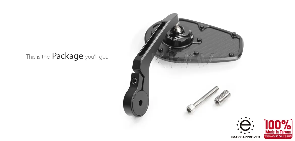 KiWAV motorcycle bar end mirror MambaX black a piece compatible with BMW M10 threaded handlebar