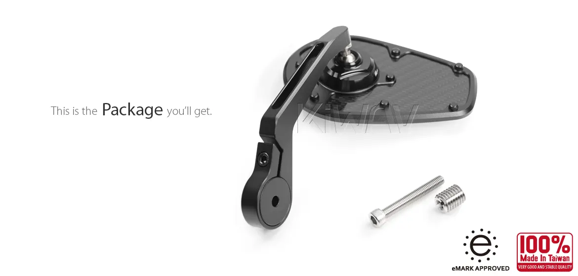 KiWAV motorcycle bar end mirror MambaX black a piece compatible with BMW M12 threaded handlebar